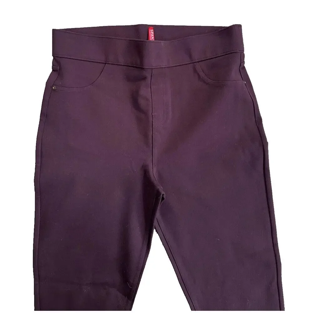 Spanx The Perfect Ankle Pant Womens Sz L Leggings Plum Purple Pull On Stretch - Picture 2 of 7